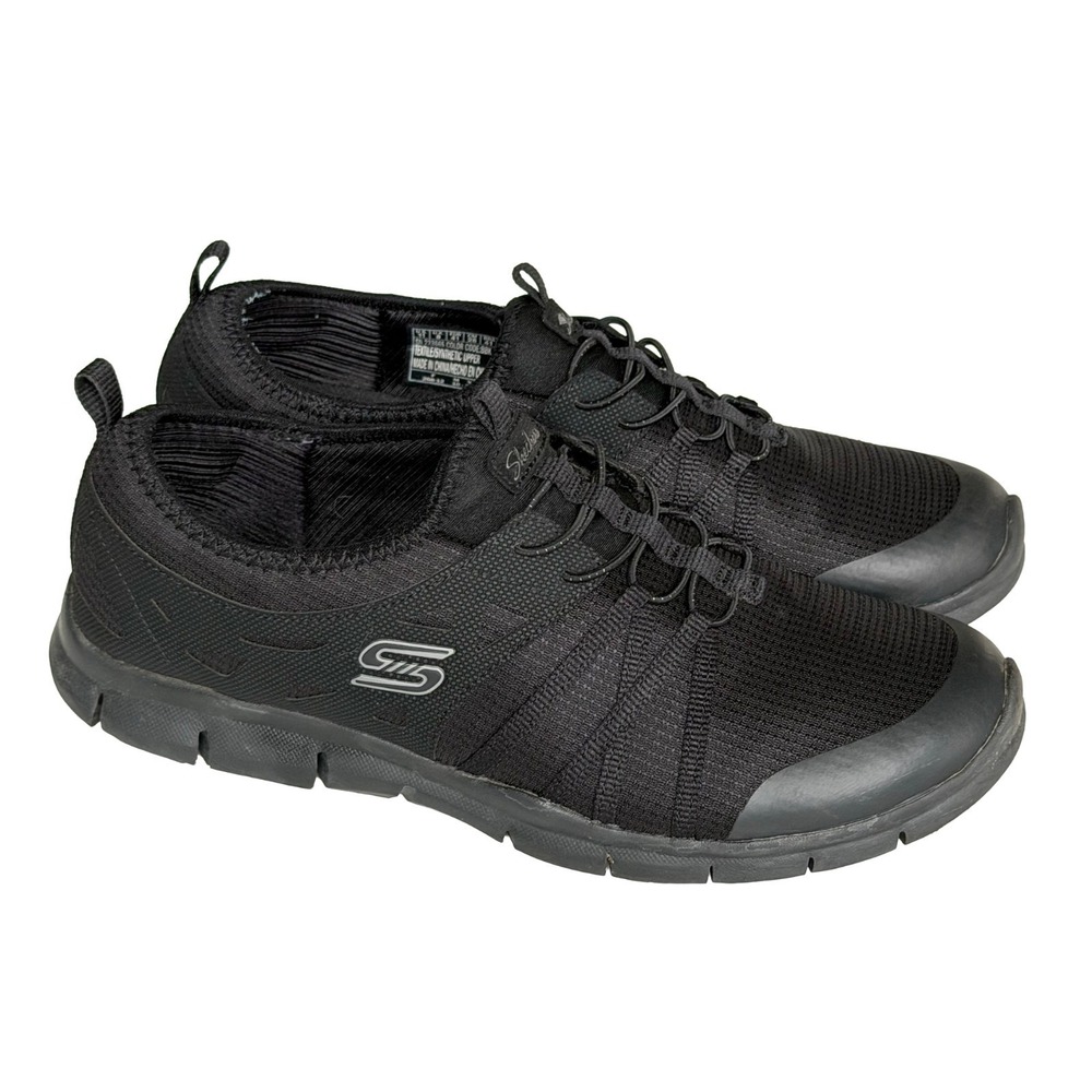 Skechers Gratis Tempos Flex Women's 11 Memory Black Foam Slip On Sneakers Shoes